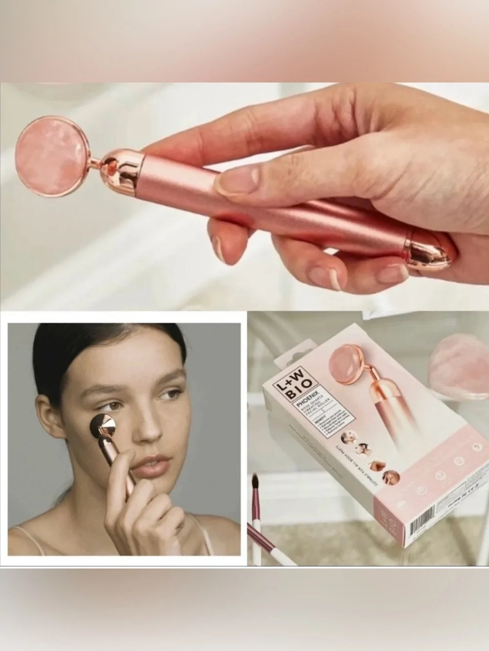 FACTORY SEALED LUXE + WILLOW BIO PHOENIX Rose Quartz Vibrating Facial Massager